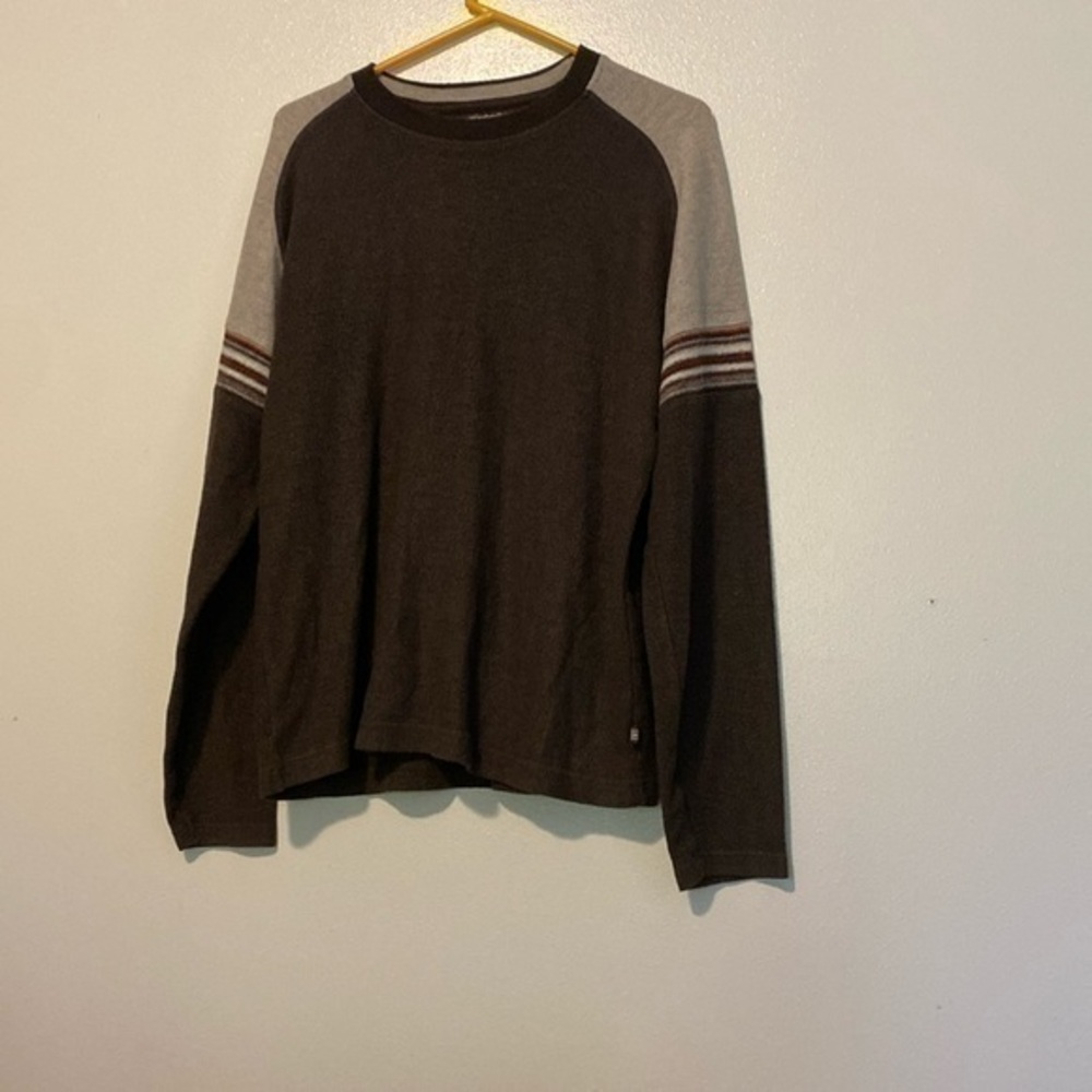 XG brown cream long striped sleeve cozy soft large